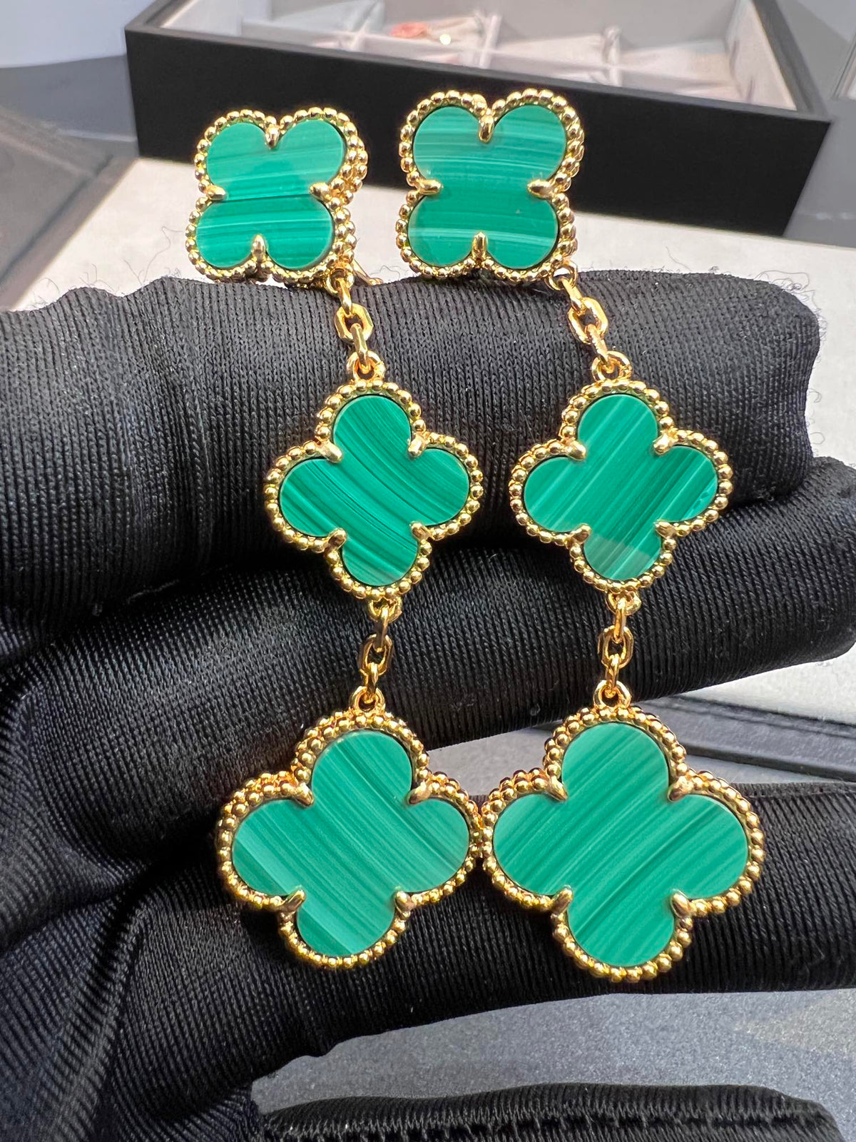 [Super CiCi ]CLOVER MALACHITE 3 MOTIFS GOLD
