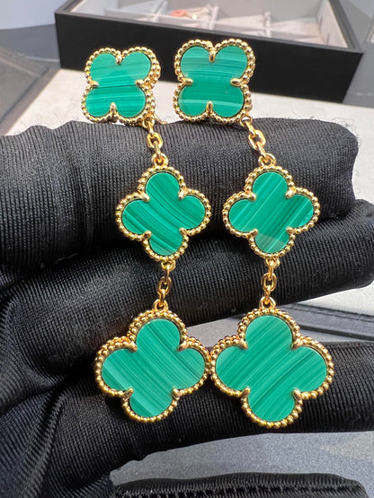 [Super CiCi ]CLOVER MALACHITE 3 MOTIFS GOLD
