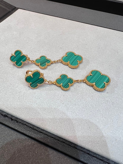 [Super CiCi ]CLOVER MALACHITE 3 MOTIFS GOLD