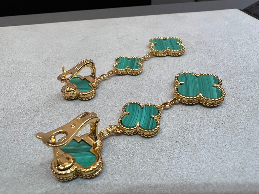 [Super CiCi ]CLOVER MALACHITE 3 MOTIFS GOLD
