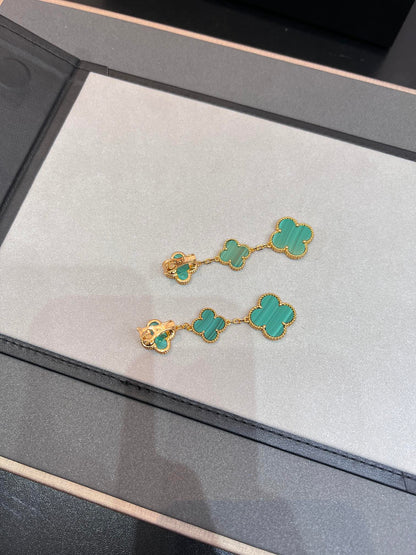 [Super CiCi ]CLOVER MALACHITE 3 MOTIFS GOLD