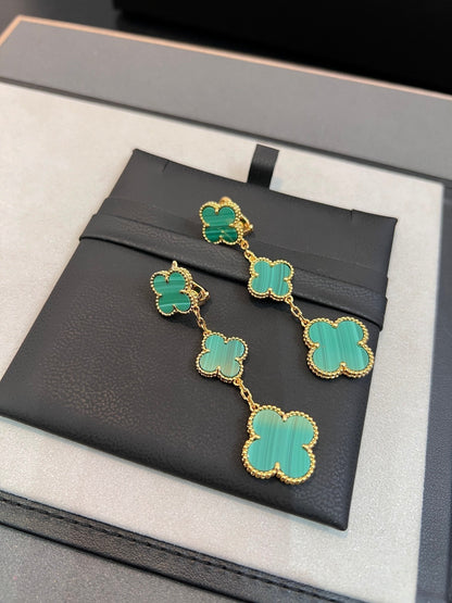 [Super CiCi ]CLOVER MALACHITE 3 MOTIFS GOLD