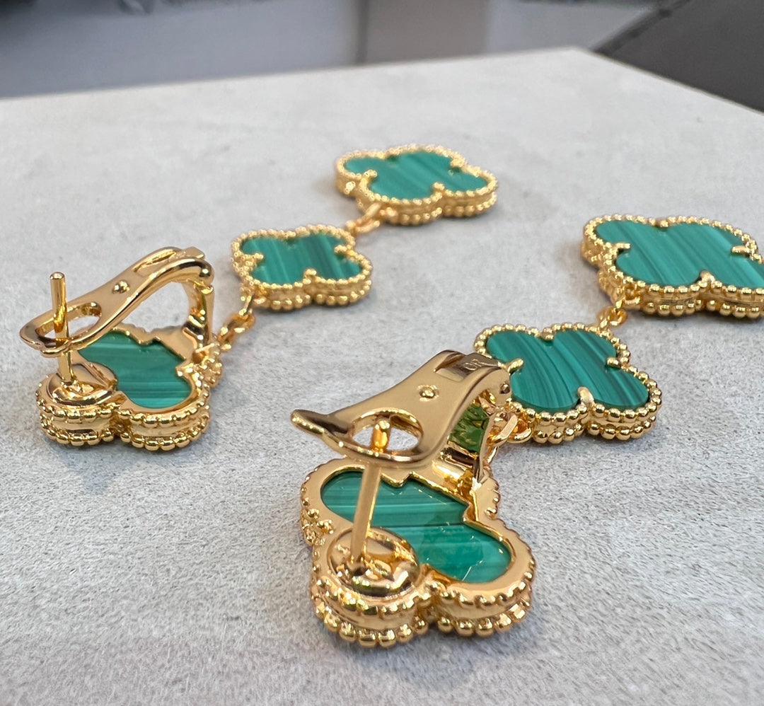 [Super CiCi ]CLOVER MALACHITE 3 MOTIFS GOLD