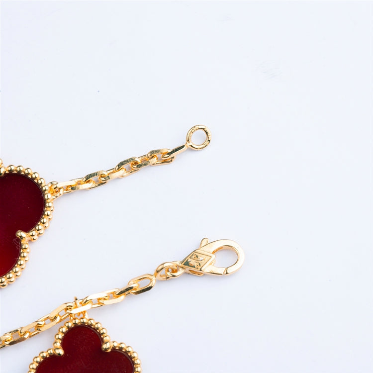 [Super CiCi ]CLOVER BRACELET 5 MOTIFS CARNELIAN TIGER EYE