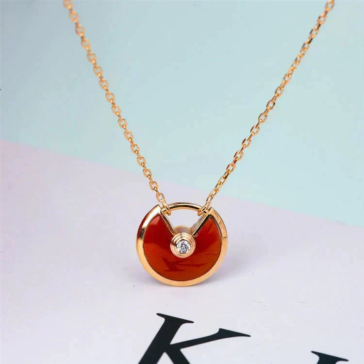 [Super CiCi ]AMULETTE GOLD CARNELIAN ONYX NECKLACE