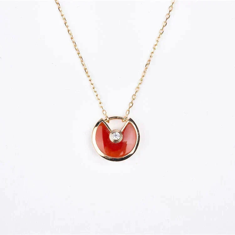 [Super CiCi ]AMULETTE GOLD CARNELIAN ONYX NECKLACE