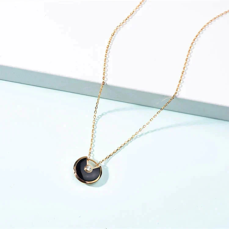 [Super CiCi ]AMULETTE GOLD CARNELIAN ONYX NECKLACE