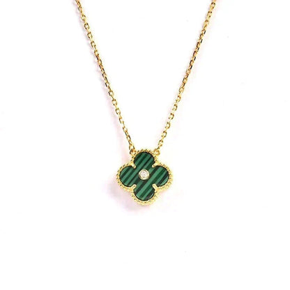 [Super CiCi ]CLOVER 15MM DIAMOND TURQUOISE NECKLACE