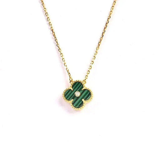 [Super CiCi ]CLOVER 15MM DIAMOND TURQUOISE NECKLACE