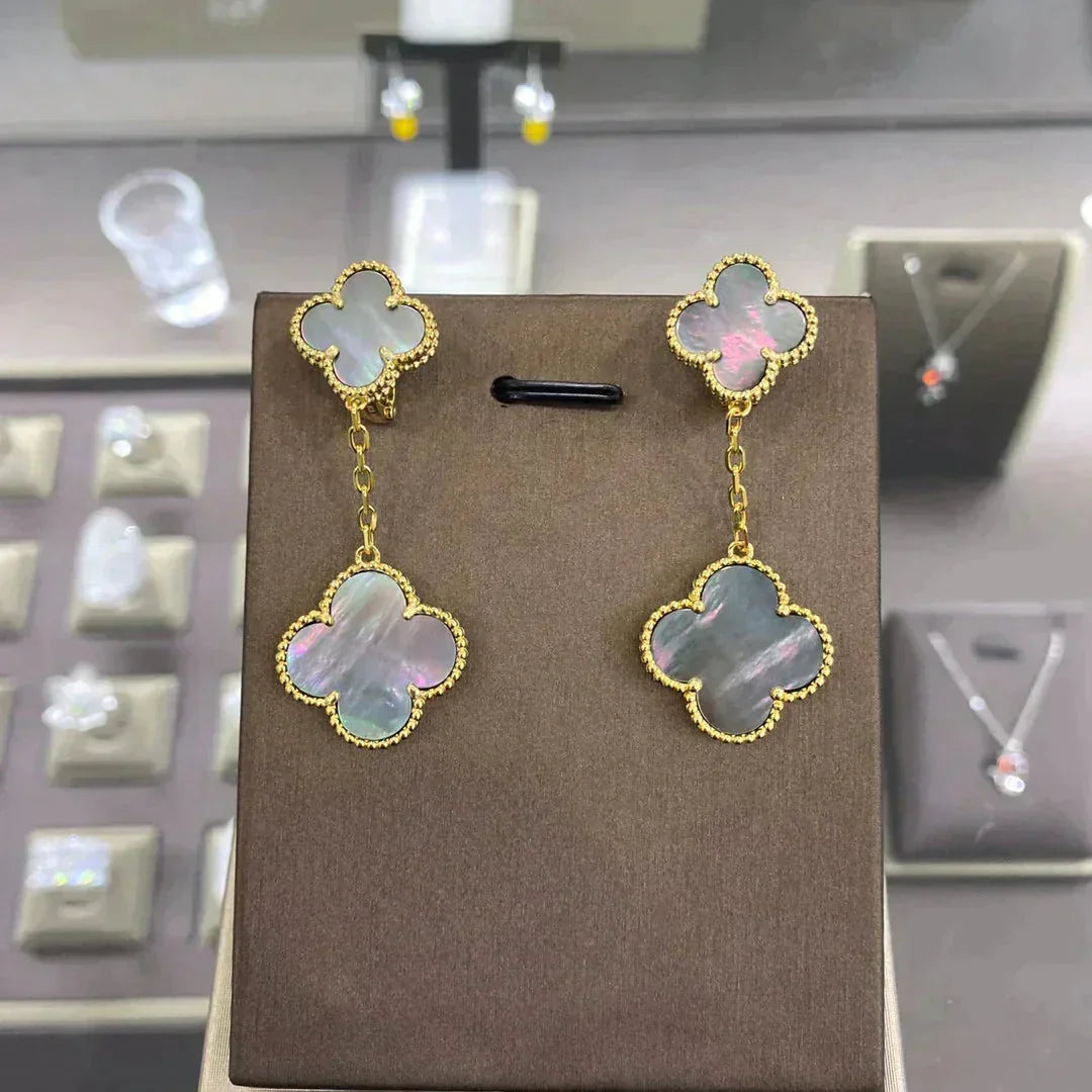 [Super CiCi ]CLOVER 2 MOTIFS  EARRINGS (MULTIPLE CHOICESC
