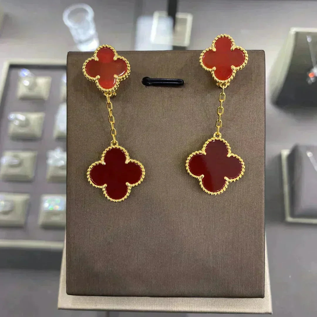 [Super CiCi ]CLOVER 2 MOTIFS  EARRINGS (MULTIPLE CHOICESC