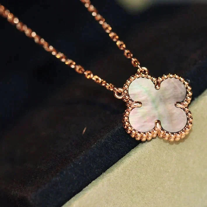 [Super CiCi ]CLOVER 15MM  GRAY MOTHER OF PEARL NECKLACE