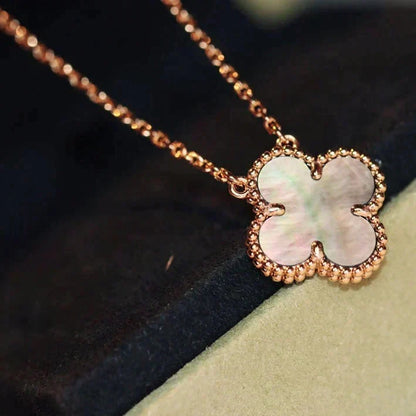 [Super CiCi ]CLOVER 15MM  GRAY MOTHER OF PEARL NECKLACE