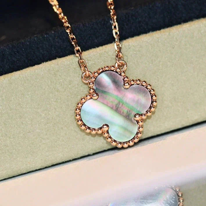 [Super CiCi ]CLOVER 15MM  GRAY MOTHER OF PEARL NECKLACE