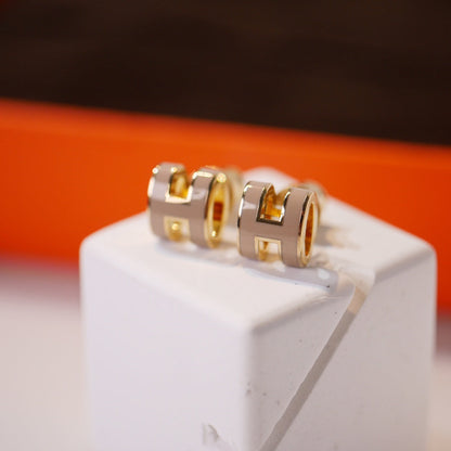 [Super CiCi ]MINI POP H GOLD EARRINGS GREY