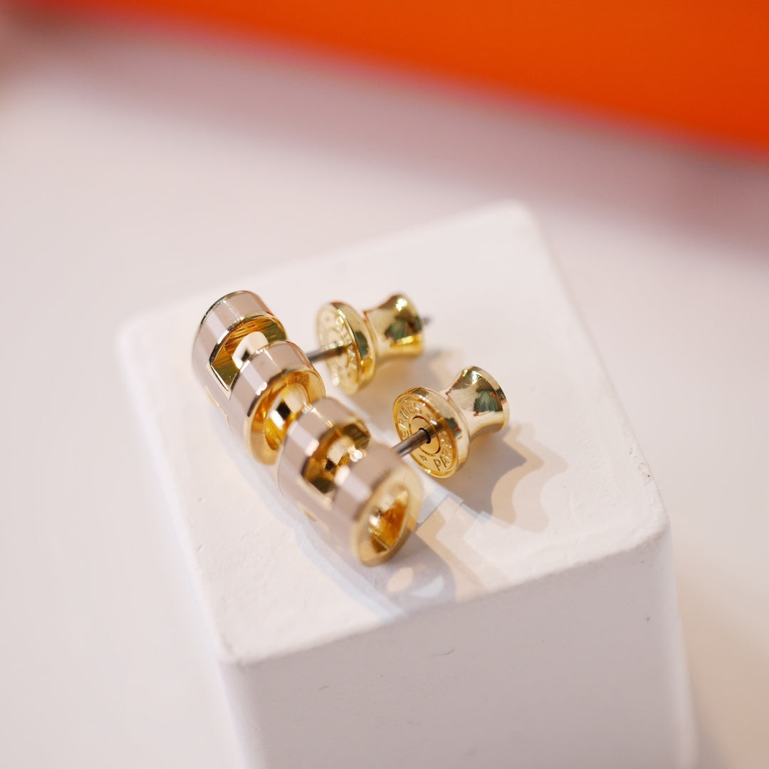 [Super CiCi ]MINI POP H GOLD EARRINGS GREY