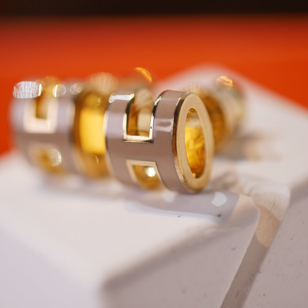 [Super CiCi ]MINI POP H GOLD EARRINGS GREY
