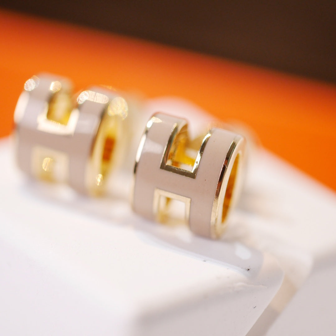[Super CiCi ]MINI POP H GOLD EARRINGS GREY