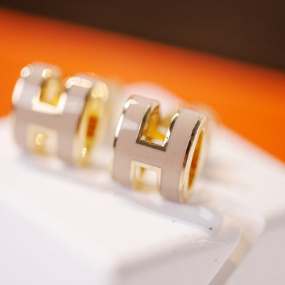 [Super CiCi ]MINI POP H GOLD EARRINGS GREY