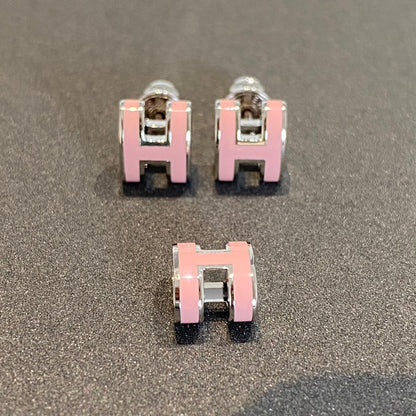 [Super CiCi ]MINI POP H SILVER EARRINGS PINK