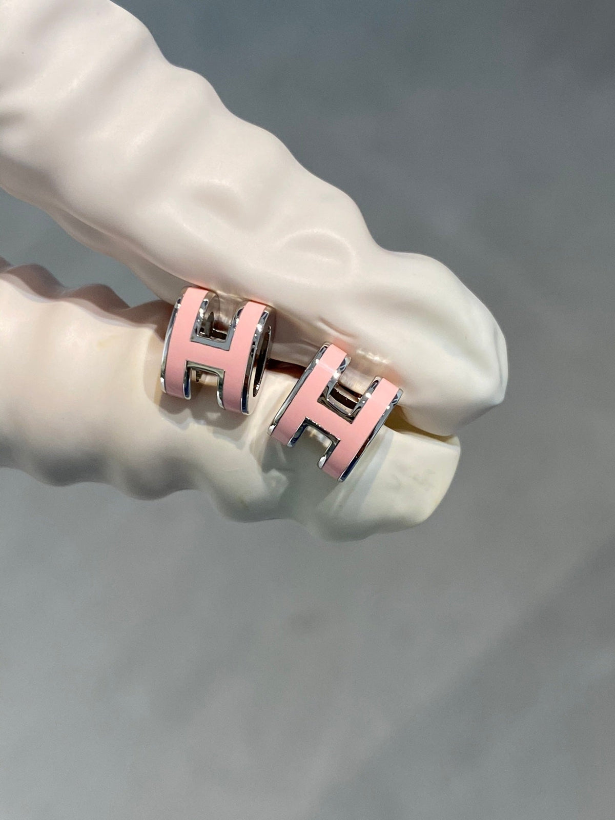 [Super CiCi ]MINI POP H SILVER EARRINGS PINK