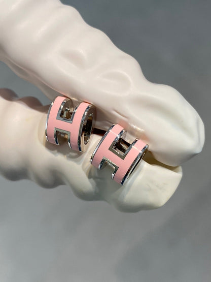 [Super CiCi ]MINI POP H SILVER EARRINGS PINK