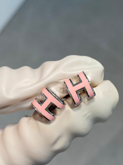 [Super CiCi ]MINI POP H SILVER EARRINGS PINK