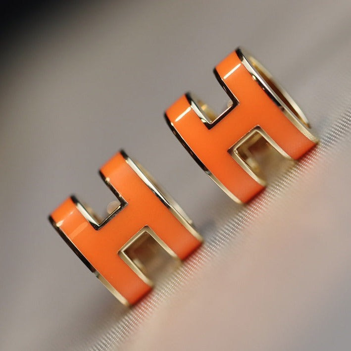 [Super CiCi ]MINI POP H EARRINGS ORANGE