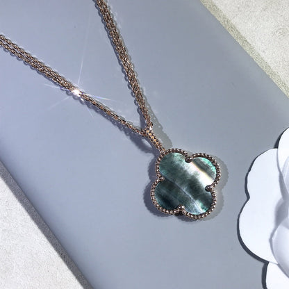 [Super CiCi ]CLOVER 25MM GOLD DARK MOP BIG CLOVER NECKLACE