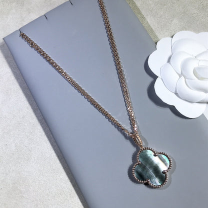 [Super CiCi ]CLOVER 25MM GOLD DARK MOP BIG CLOVER NECKLACE