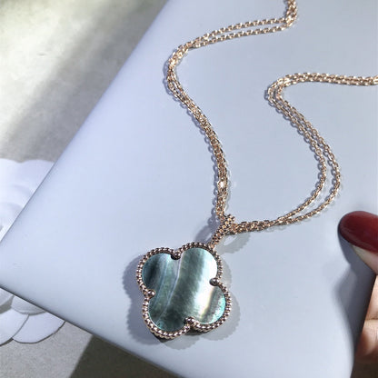 [Super CiCi ]CLOVER 25MM GOLD DARK MOP BIG CLOVER NECKLACE