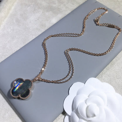 [Super CiCi ]CLOVER 25MM GOLD DARK MOP BIG CLOVER NECKLACE