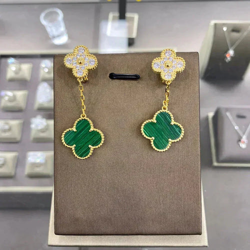[Super CiCi ]CLOVER  2 MOTIFS  DIAMOND  EARRINGS (MULTIPLE CHOICES?¡ä