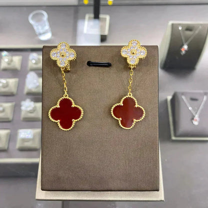 [Super CiCi ]CLOVER  2 MOTIFS  DIAMOND  EARRINGS (MULTIPLE CHOICES?¡ä