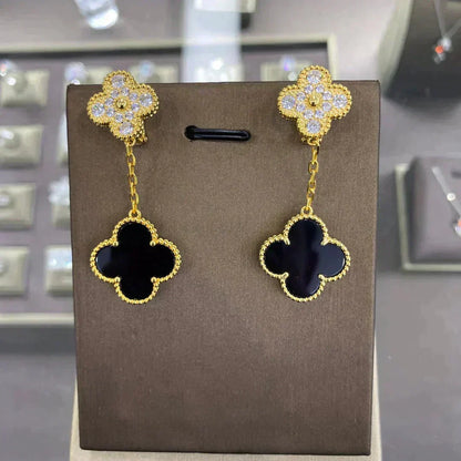 [Super CiCi ]CLOVER  2 MOTIFS  DIAMOND  EARRINGS (MULTIPLE CHOICES?¡ä