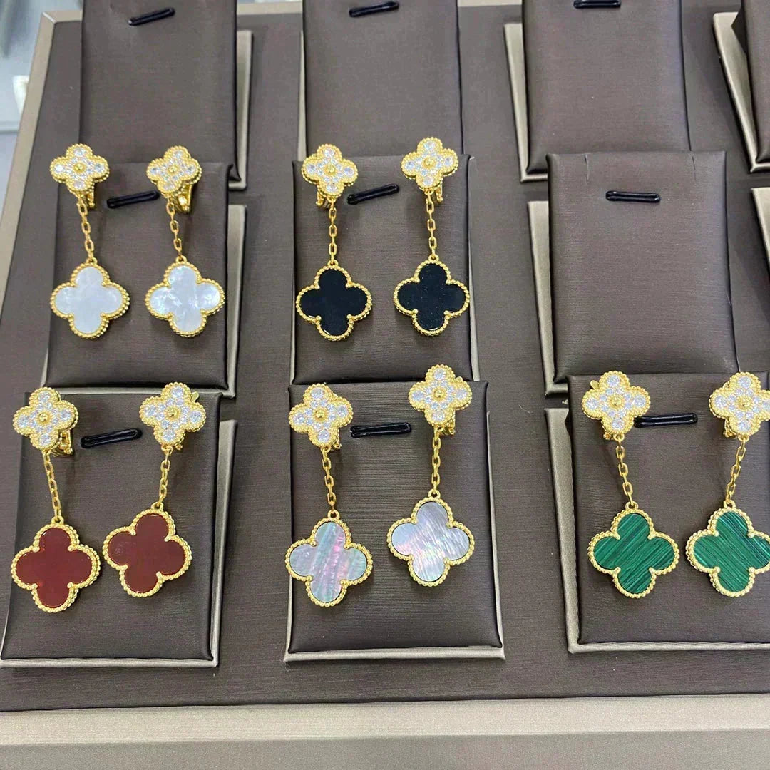 [Super CiCi ]CLOVER  2 MOTIFS  DIAMOND  EARRINGS (MULTIPLE CHOICES?¡ä