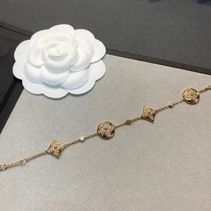 [Super CiCi ]STAR AND SUN 4 MOTIFS GOLD DIAMONDS BRACELET