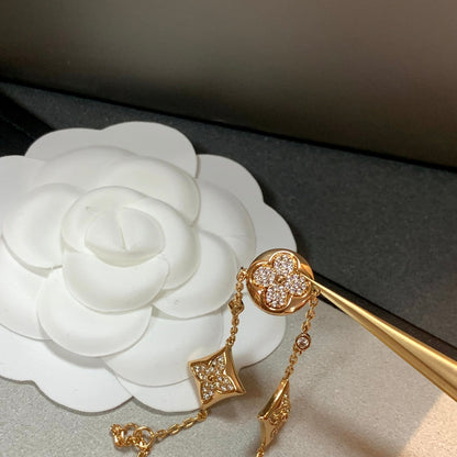 [Super CiCi ]STAR AND SUN 4 MOTIFS GOLD DIAMONDS BRACELET