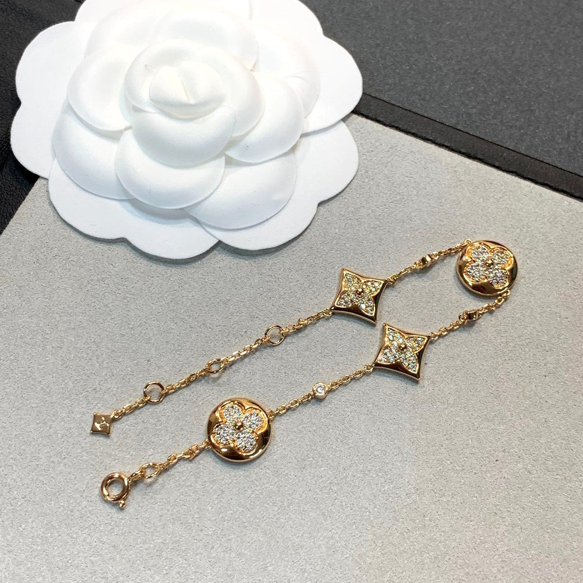[Super CiCi ]STAR AND SUN 4 MOTIFS GOLD DIAMONDS BRACELET