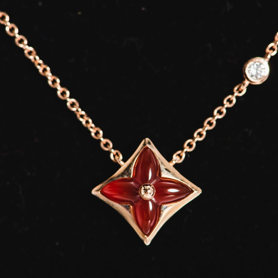 [Super CiCi ]STAR NECKLACE PINK GOLD 1 DIAMOND