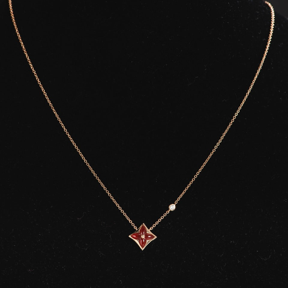 [Super CiCi ]STAR NECKLACE PINK GOLD 1 DIAMOND