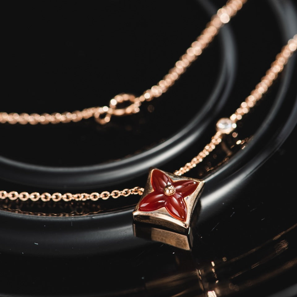 [Super CiCi ]STAR NECKLACE PINK GOLD 1 DIAMOND