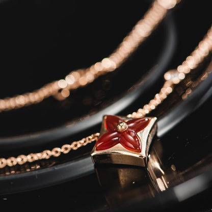 [Super CiCi ]STAR NECKLACE PINK GOLD 1 DIAMOND