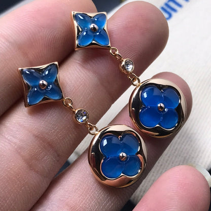 [Super CiCi ]STAR AND SUN AGATE DIAMOND EARRINGS