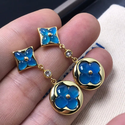 [Super CiCi ]STAR AND SUN AGATE DIAMOND EARRINGS