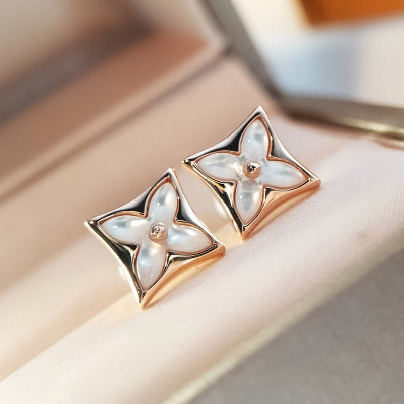 [Super CiCi ]STAR MOP PINK GOLD EARRINGS