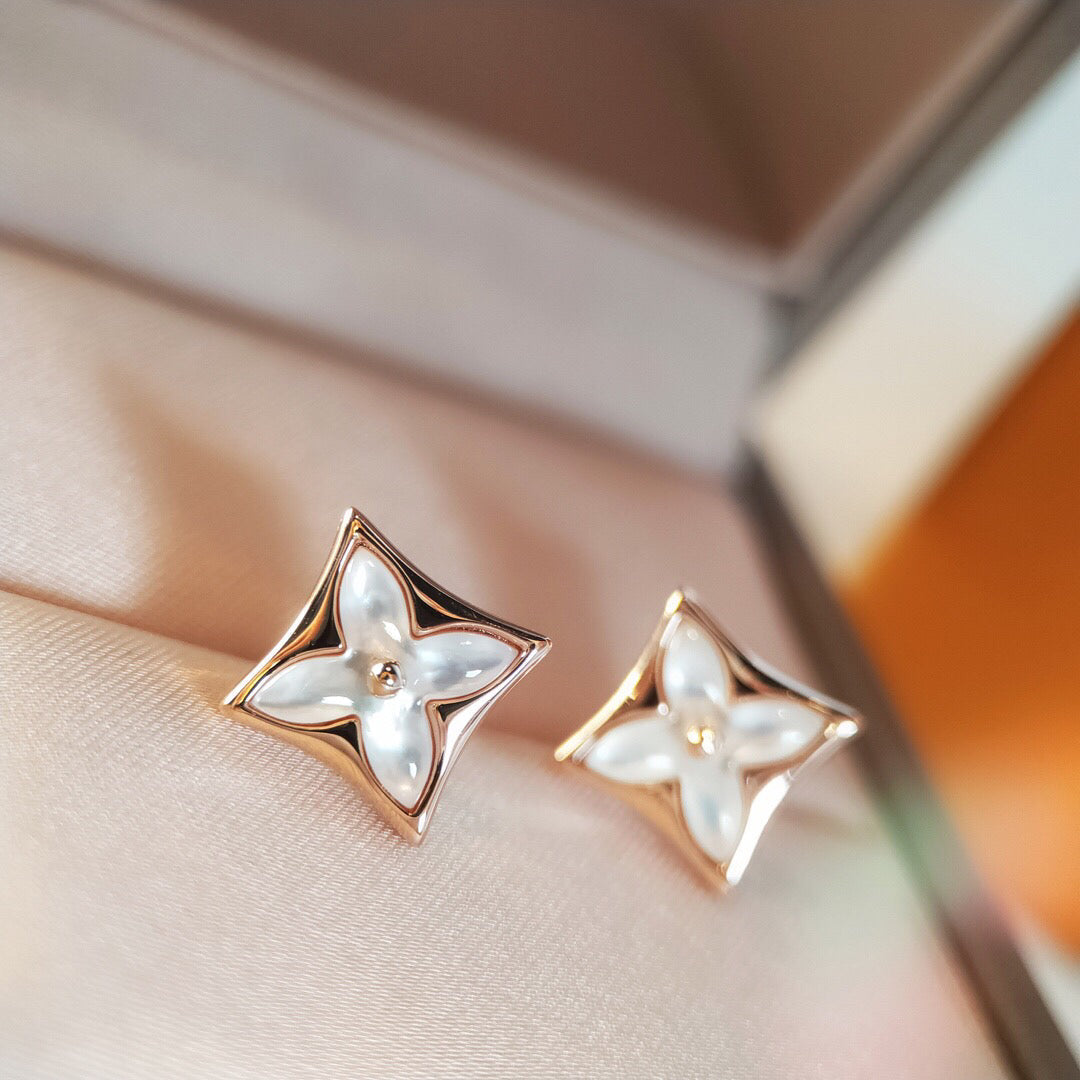 [Super CiCi ]STAR MOP PINK GOLD EARRINGS