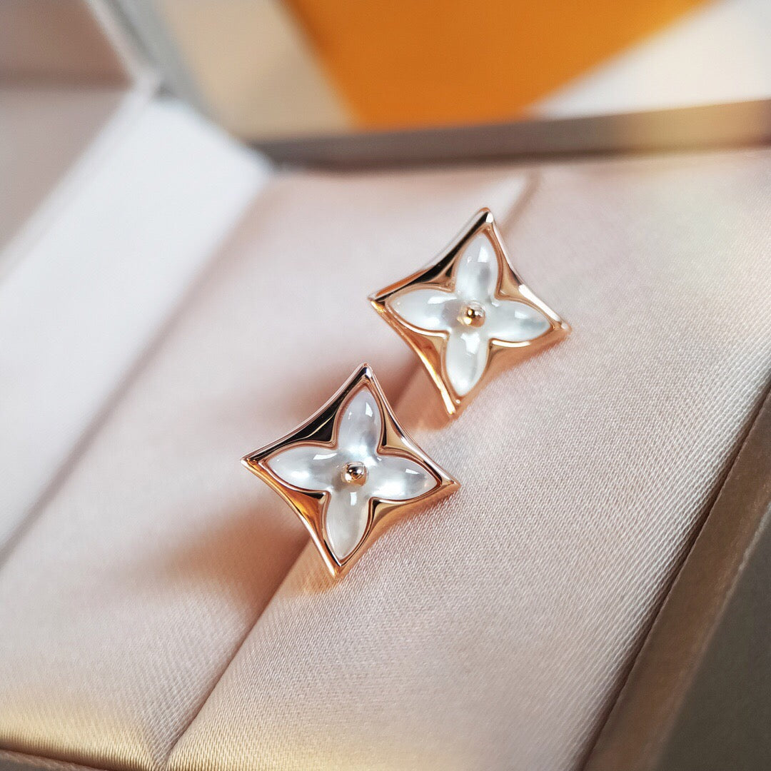 [Super CiCi ]STAR MOP PINK GOLD EARRINGS