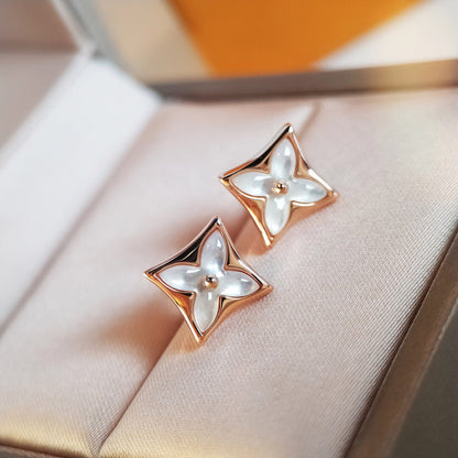 [Super CiCi ]STAR MOP PINK GOLD EARRINGS