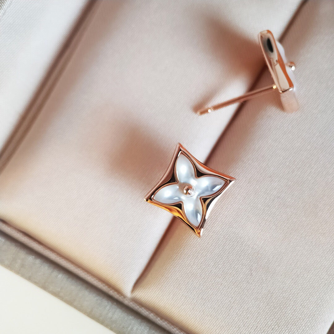 [Super CiCi ]STAR MOP PINK GOLD EARRINGS
